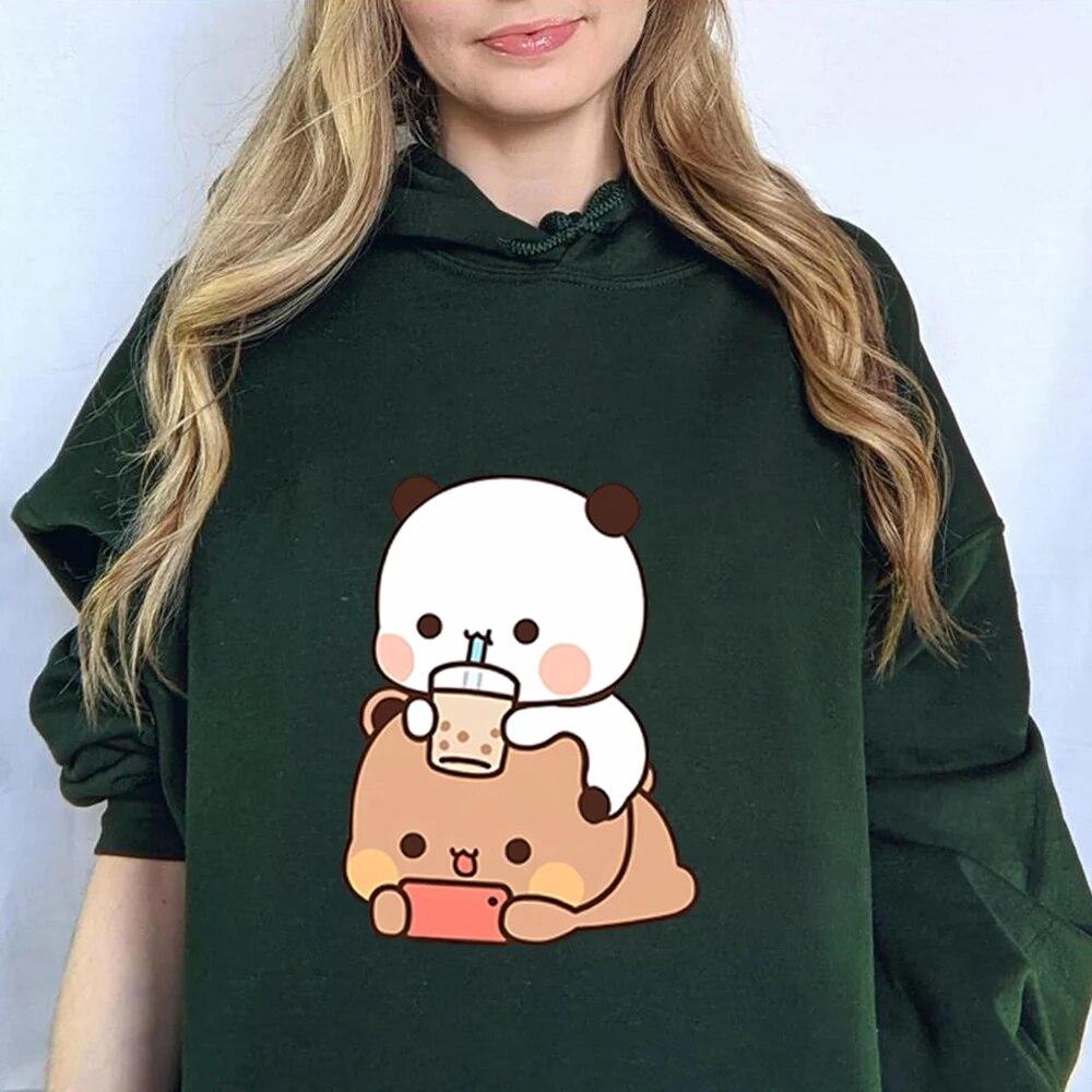 Толстовка унисексМилая толстовка с капюшоном в виде медведя панды Футболка Bubu and Dudu — фото 6