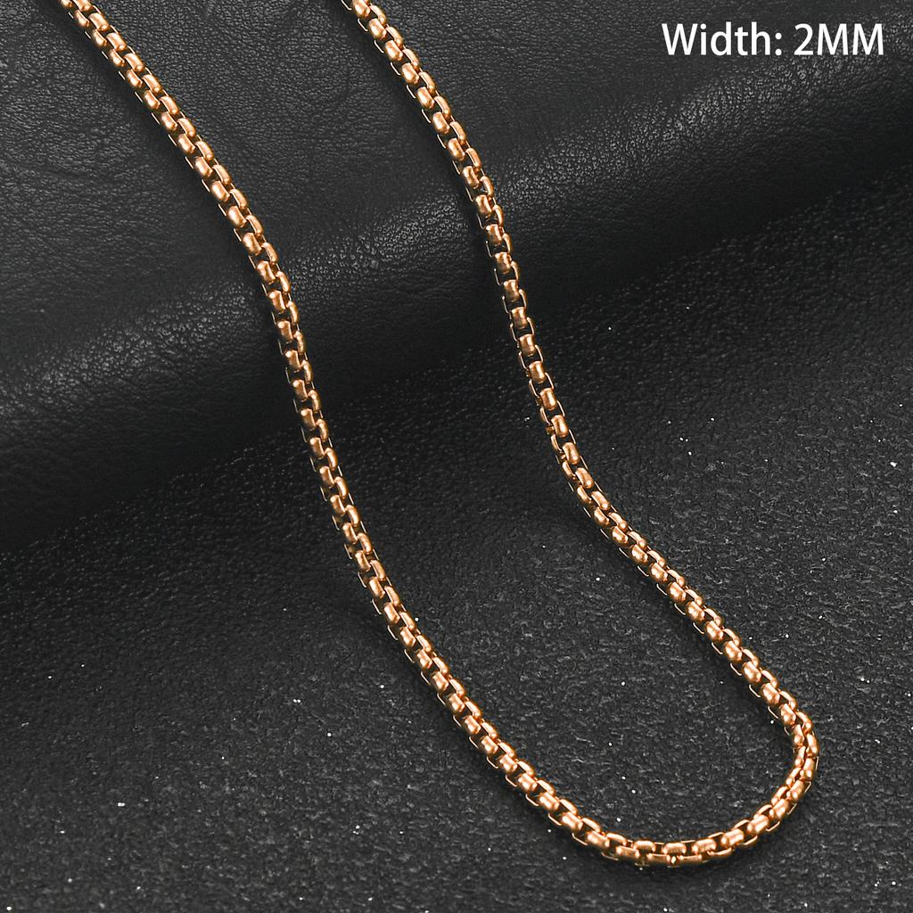 2/3/4/5mm Klasyczny Męski Stal Nierdzewna Rolo Kwadratowy Sześcian Łańcuszek Naszyjnik dla Mężczyzn Kobiet Posrebrzany Różowym Złotem Choker Metalowa Biżuteria