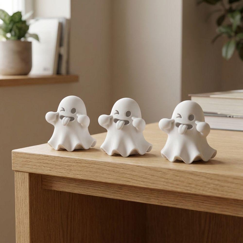 Fun Expression Cute Ghost Statues Mischievous Table Ghost Sculpture  Home Office
