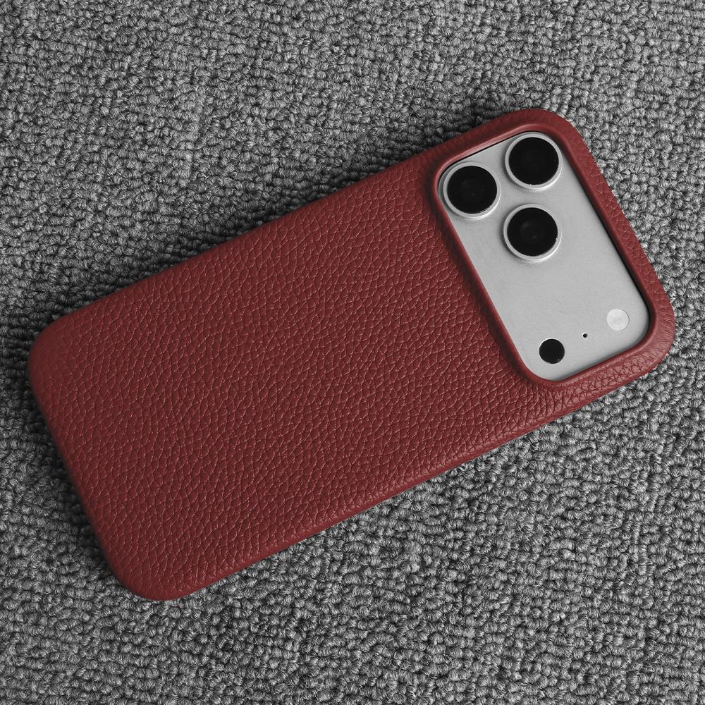 Luxus Echtleder Rindsleder Hülle für iPhone 17 Pro Max 16 15 14 13 12 Natürliches Rindsleder Litschi-Leder Stoßfeste Handyhülle Fundas