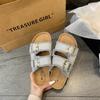 Belt buckle round head open-toed casual cool slippers women's 2025 summer new platform beach shoes