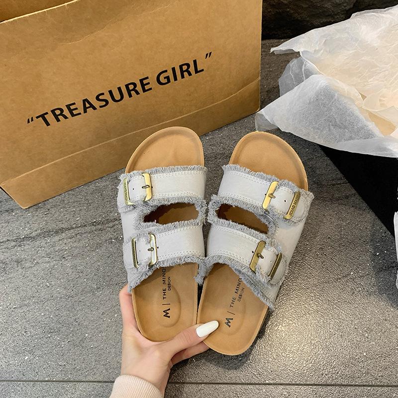 Belt buckle round head open-toed casual cool slippers women's 2025 summer new platform beach shoes