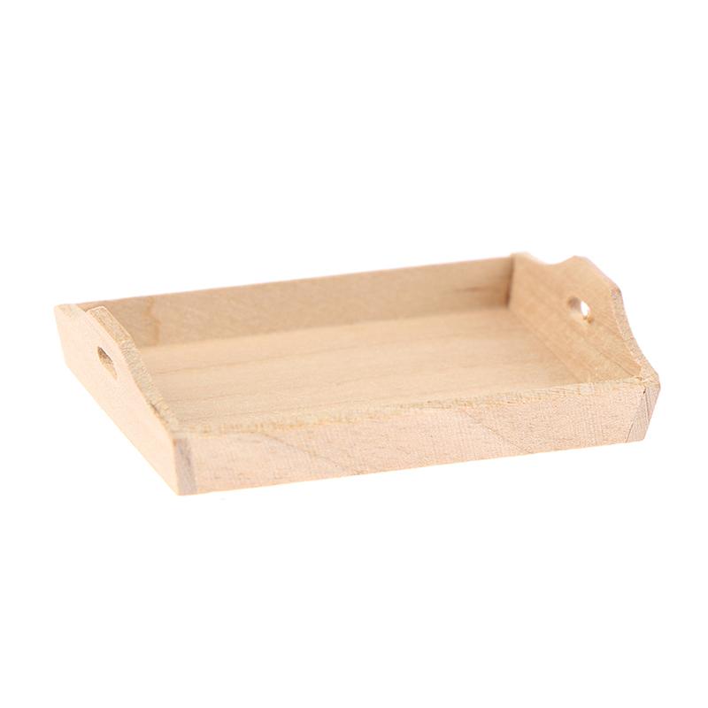 1:12 Dollhouse Miniature Wooden Plate Simulation Tray Model For Doll House Decor