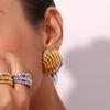 MamacitaSlay Unique Design 18K Gold Plated Stainless Steel Asymmetric Earrings Banquet Waterproof Jewelry Women's Charm Gift