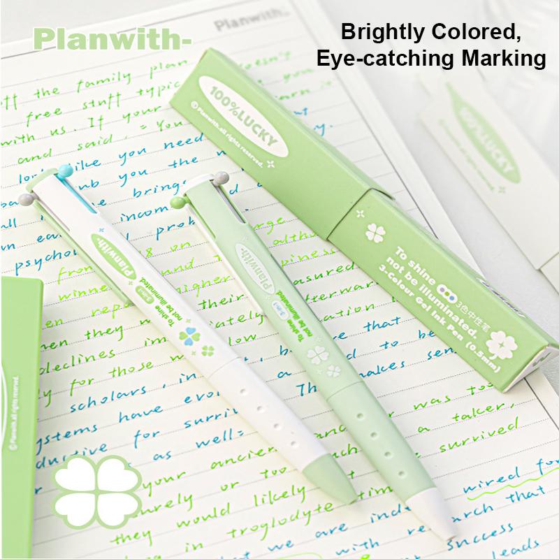 Planwith 3-in-1 Colored Pens Smooth Writing No Smudge Assorted Core Gel Pen, Take Notes Mark Highlights School Office Supplies