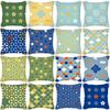 Blue Green Geometric Stripe Print Pattern Living Room Sofa Car Cushion Cover Luxury Home Decoration Pillow Cover