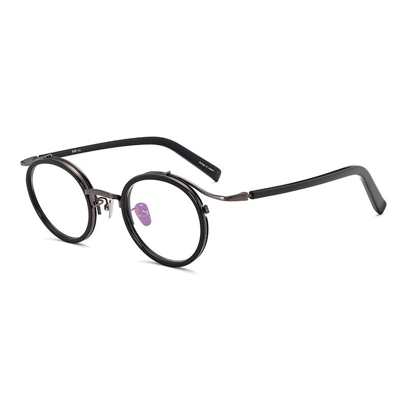 Handmade High Quality Vintage Acetate Glasses Frame Men Round Luxury Designer Eyeglasses Frame Women Retro Korean Brand Eyewear