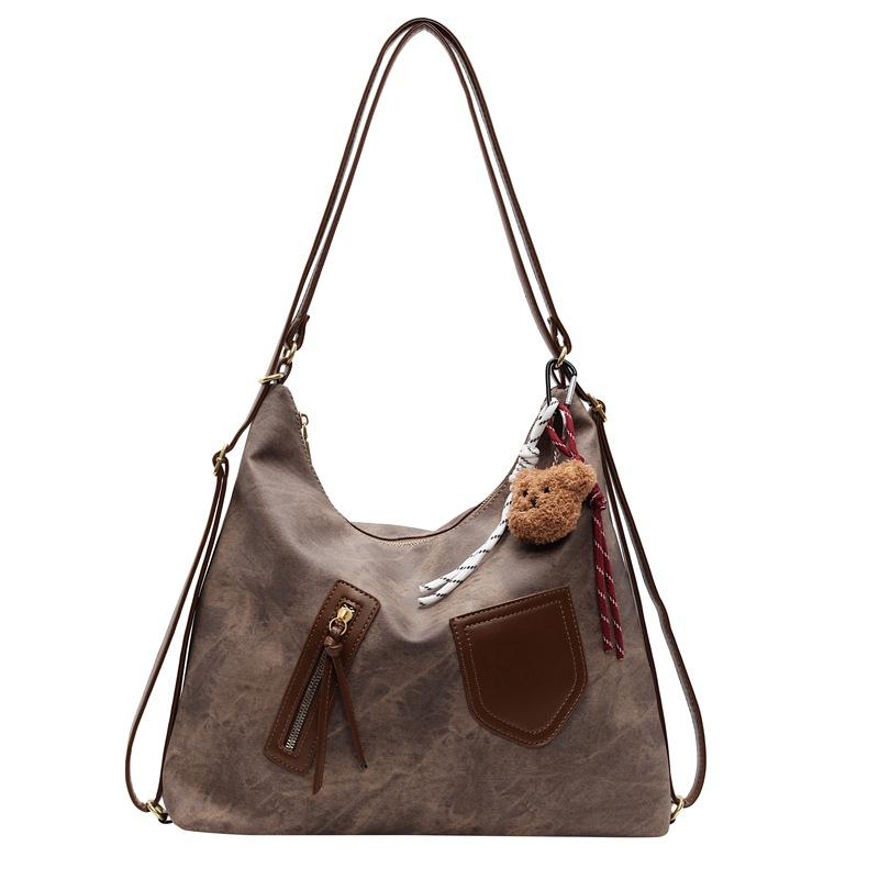 Trendy New Korean Retro Contrasting Colors Fashionable High-end Double Shoulder Tote Women's Bag Commuter Versatile Single Shoulder Messenger Bag