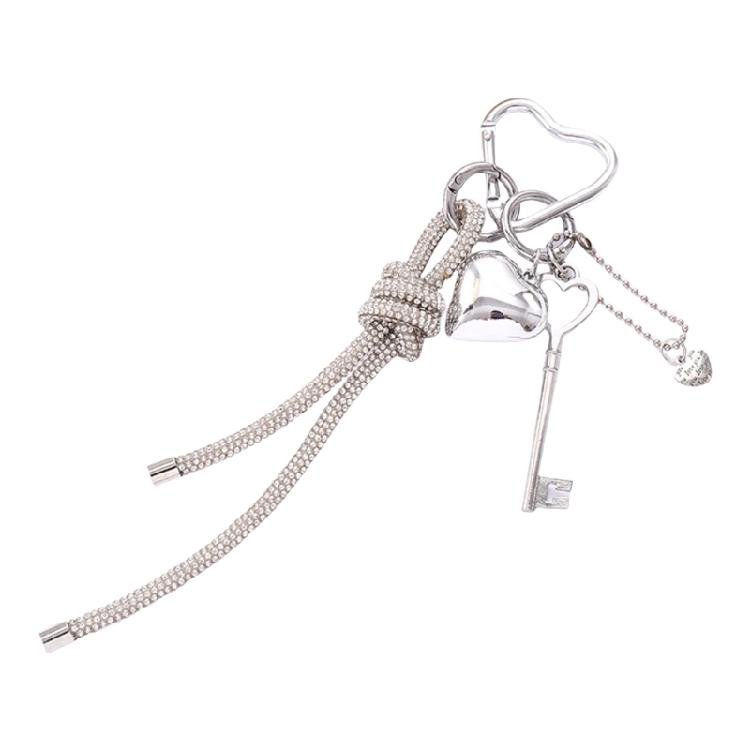 Car Key Chains Love Mirror Keychain Rhinestones Keyring Bag Charm Handbag Charm Lovely Heart Keyholders Phone Charm
