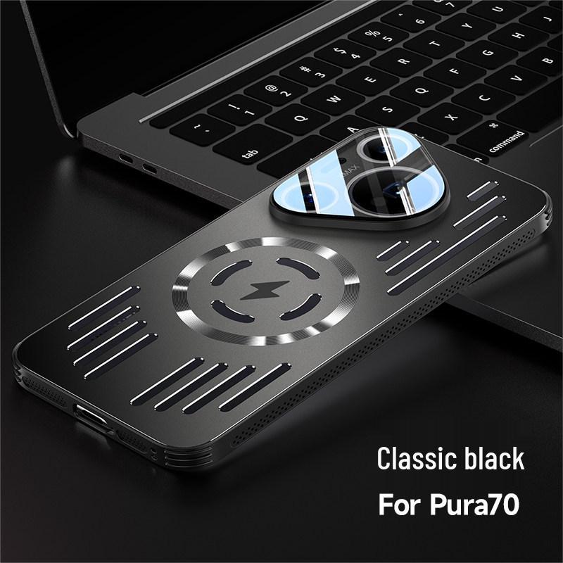 

Huawei Pura70 Ultra-Thin Aluminum Magnetic Phone Case with Heat Dissipation Stand for Pura70Pr. Pura 70