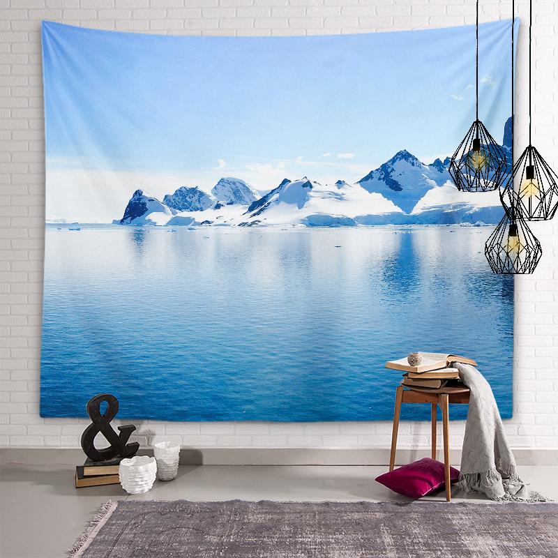Snow Mountain Aurora Tapestry Galaxy Star Wall Art Decoration Dormitory Room Aesthetics Living Room Bedroom Home Decoration