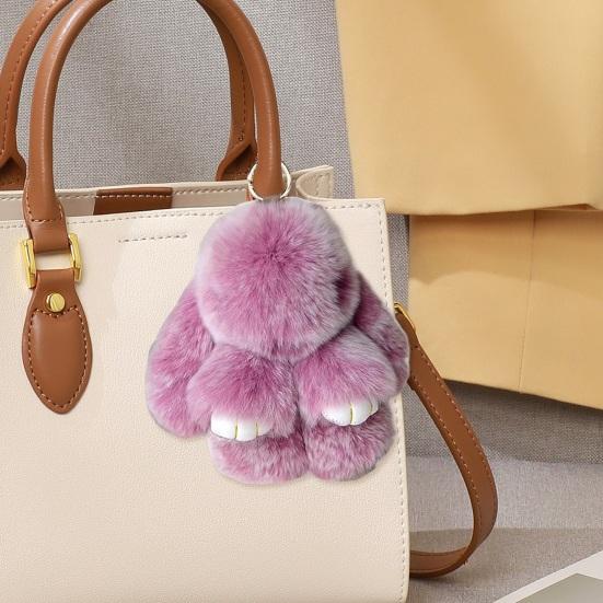 Handmade Soft Plush Bunny Keychain with Tin Box Fluffy Cute Bunny Pom Pom Charm Stuffed Animal