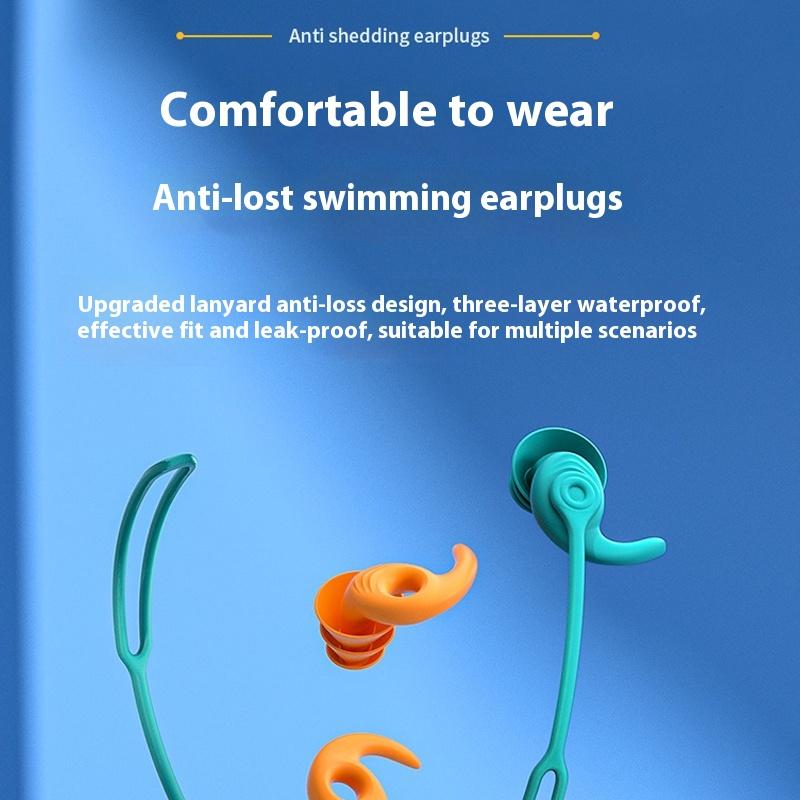 Swim Ear Plugs With Rope Silicone Waterproof Anti-Noise Pool Swimming Earplugs Water Sports Accessories Swim Swimming Ear Plugs