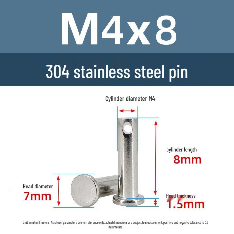 304 Stainless Steel Cylindrical Flat Head Positioning Pin with Hole (M3-M10)