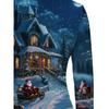 Large size casual Santa pattern women's zip-up long-sleeved top, suitable for daily, home and office wear