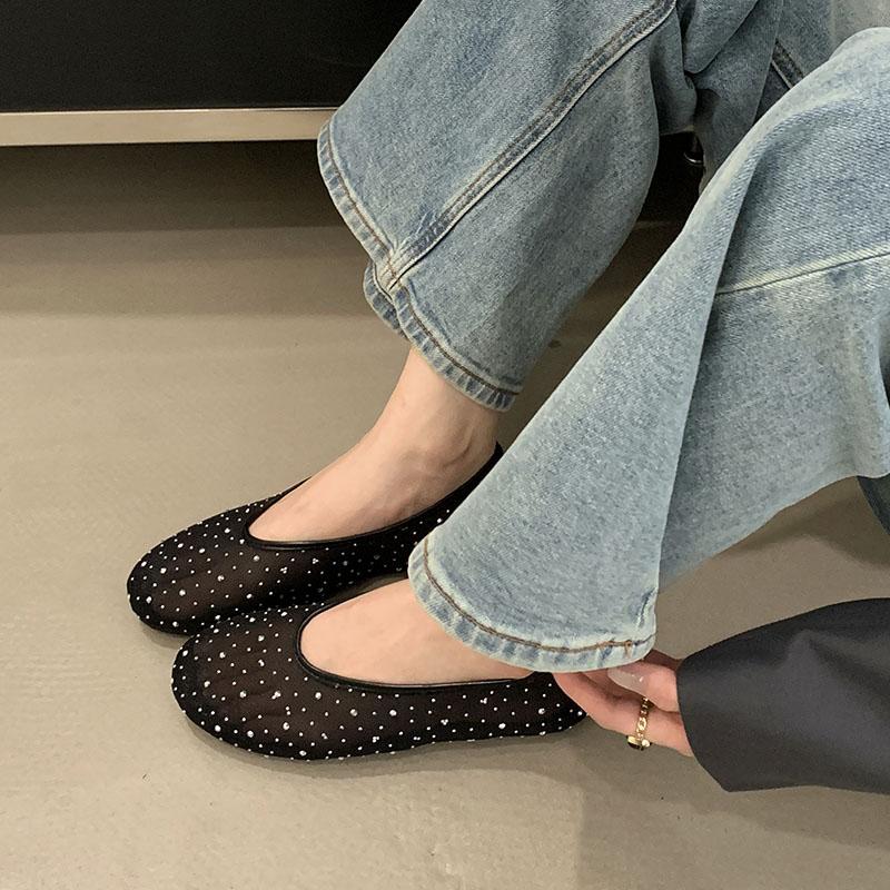 Fashion Slip On Fashion Bling Ladies Flats With Shoes New In Spring Summer Female Shallow Footwear Round Toe Women Ballet Flats Shoes