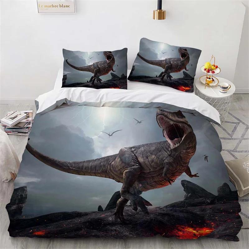

Dinosaur Duvet Cover Jurassic Age Tyrannosaurus Rex Bedding Set Twin King For Kids Boys Room Microfiber 3D Print Comforter Cover EU Single(135x200cm)