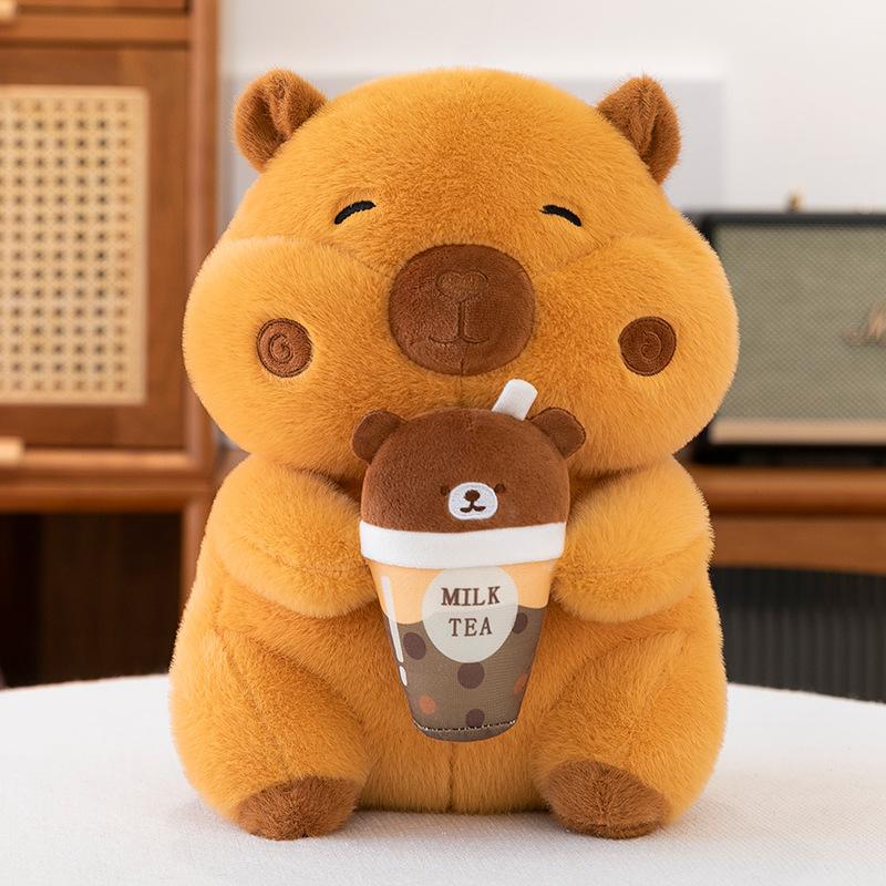 

Milk tea cup capybara doll cute capybara plush toy rag doll children s doll gift 30cm