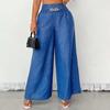 Fashion Retro High Waist Elastic Loose Wide Leg Pants Women Elegant Solid Street Casual Long Trousers Women Spring and Autumn Ladies Baggy Pants 25792