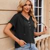 Summer New Solid Color Plus Size Casual T-shirt Women with Hooded Buttons Loose Short Sleeve T Shirt Women Fashion Elegant Lady Tee Tops  24297