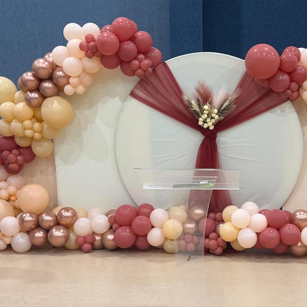 YSF 158Pcs Dusty Rose Light Pink Balloon Garland Kit Boho Arch with Retro Apricot Chrome Champagne Balloons for Valentines Day Decorations Baby