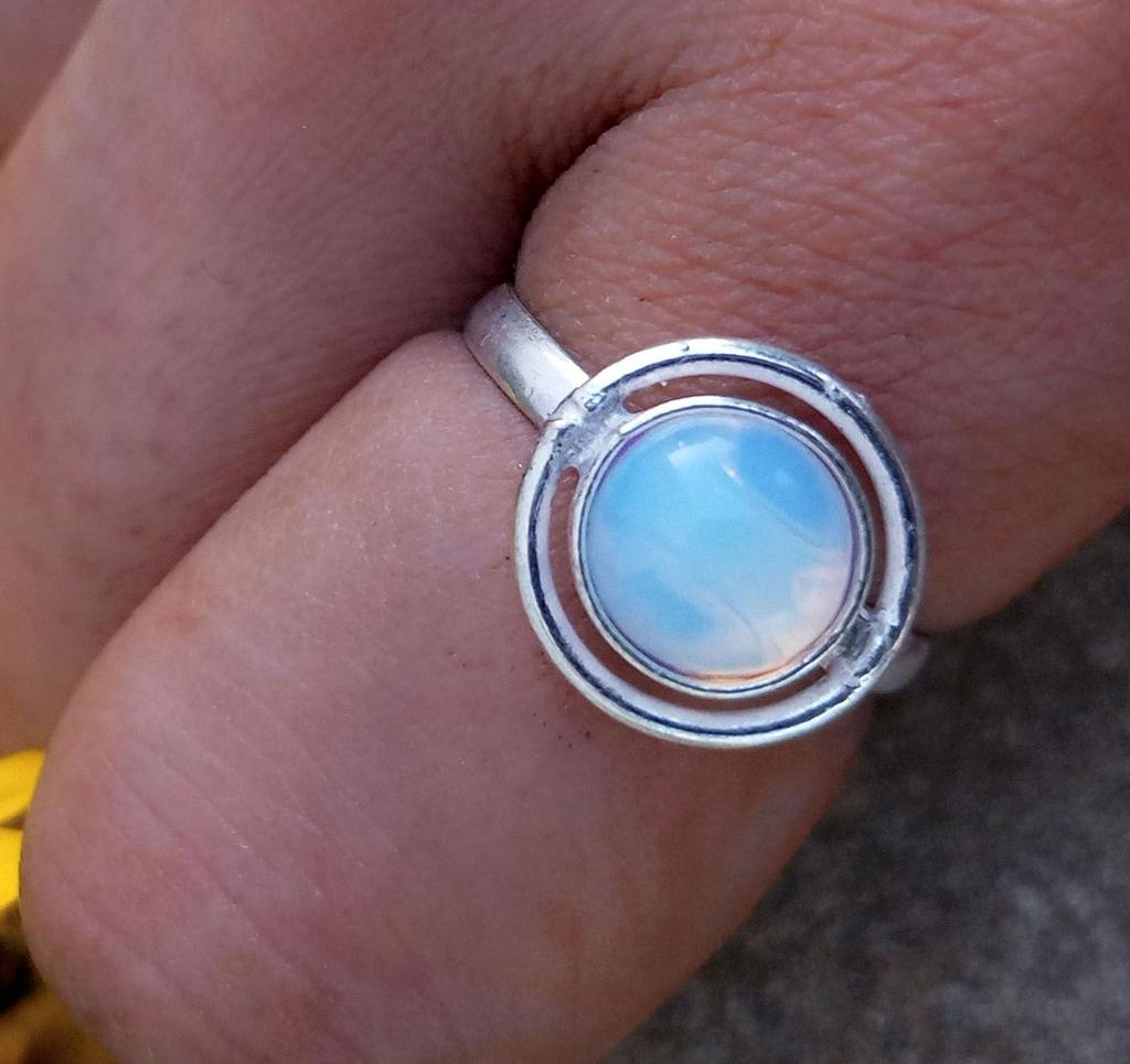 Opalite Gemstone 925 Sterling Silver Plated 1 pcs Ring chris-br164