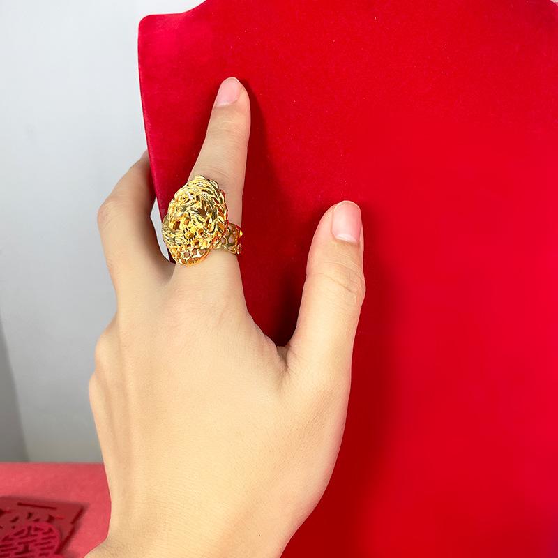 Gold Shop Same Style 9999 24K Real Gold Women'S Gold Ring Open Phoenix Ring Birthday Gift Beautiful Jewelry