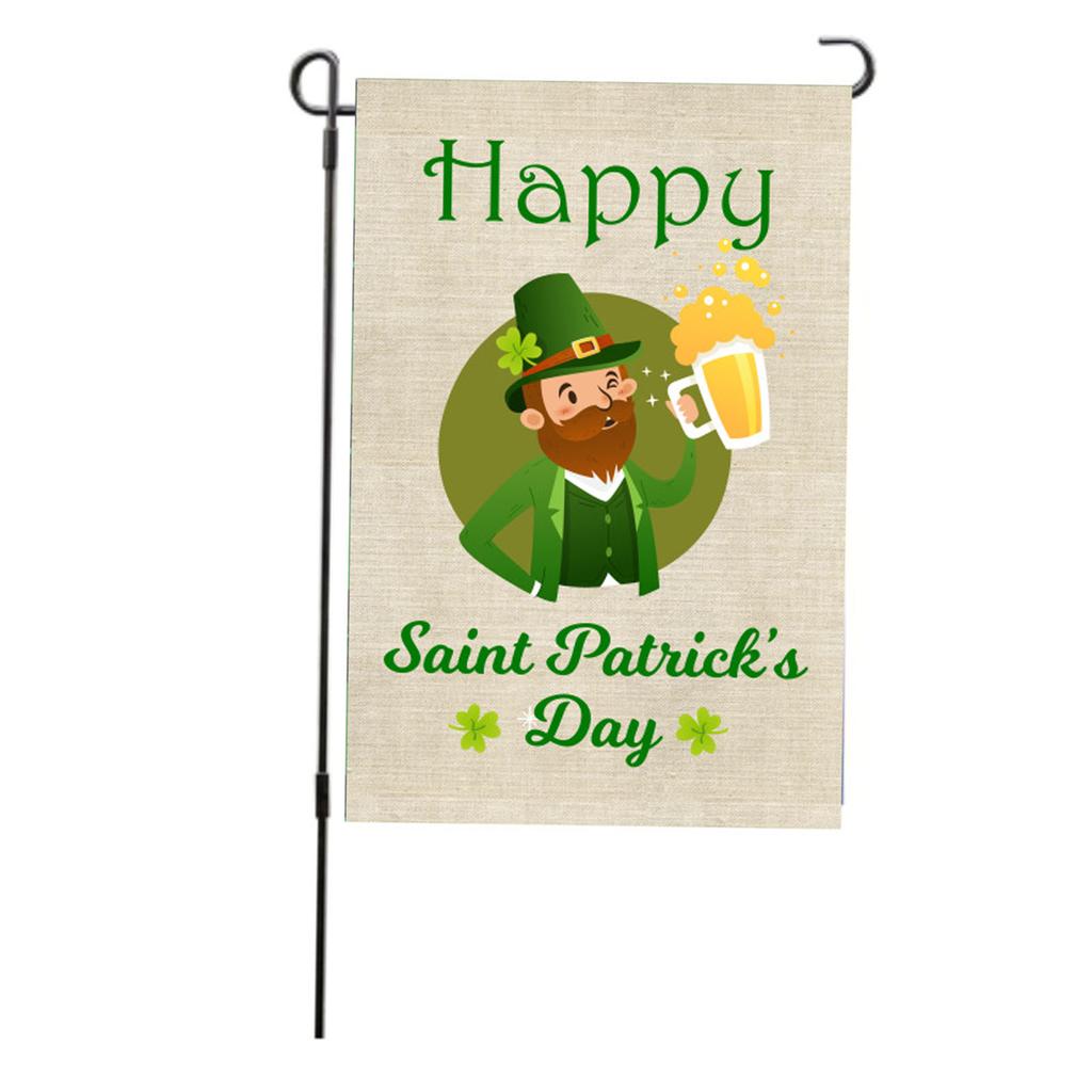 St Patricks Day Flag Double Sided Decorative Fade Resistant Garden Leaf Flag for Lawn Courtyard Part
