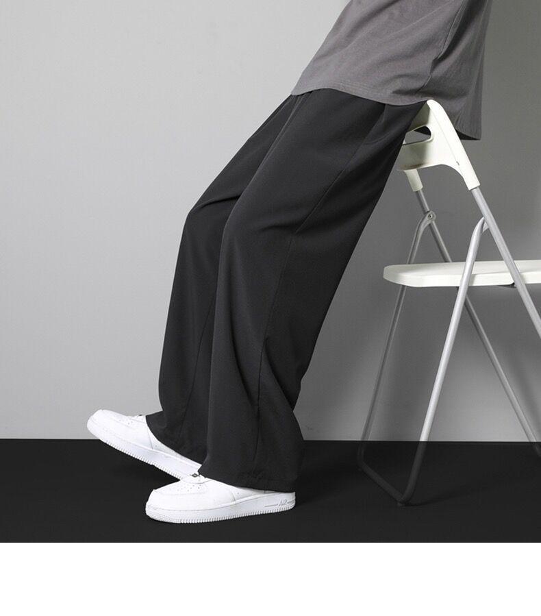 Pánské tenké kalhoty s širokými nohavicemi ve stylu Hongkongu - Trendy, ležérní a volný střih na jaro a léto