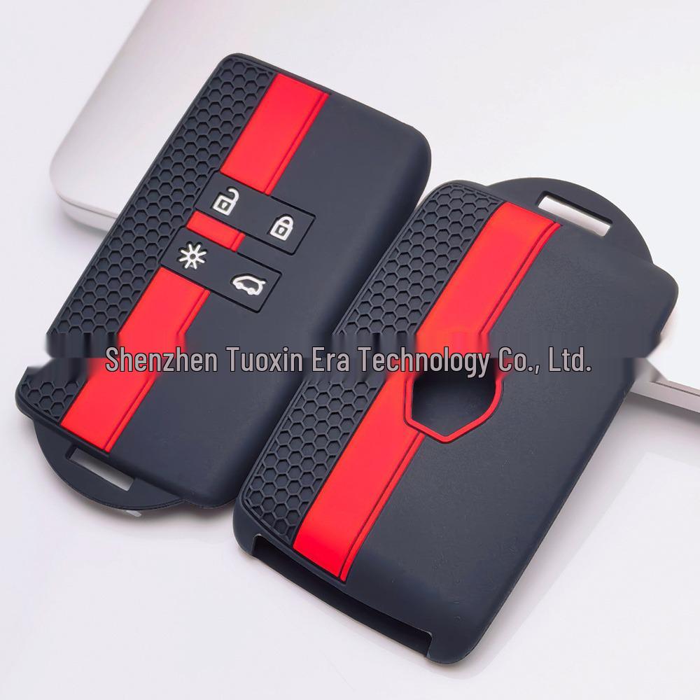 Wear-Resistant Honeycomb Silicone Key Cover for Renault Megane, Talisman, Koleos - Contrasting Colors
