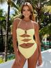Hollow Out Holiday Swimsuits New String Halter Swimwear Women Beachwear 2 Piece Bikini Set Coverup Mini Skirt Vacation Wear K233