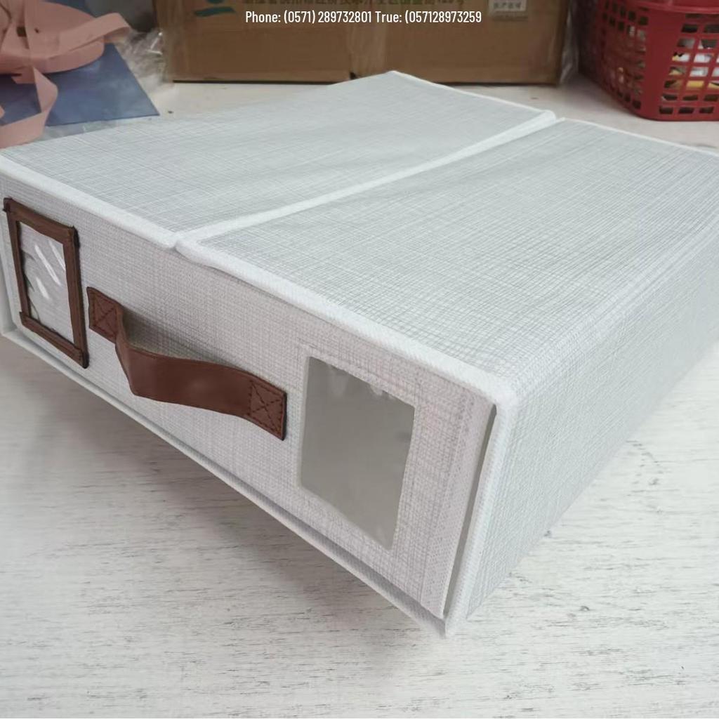 Upgraded Non-woven Four-Piece Bedding Storage Box Set with Leather Handles