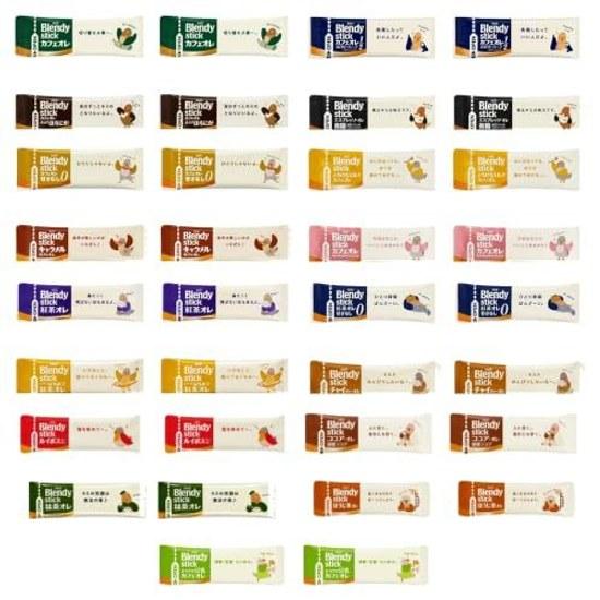 Instant coffee stick set 17 types 2 sticks each (total 34 sticks) Blendy assortment cafe au lait tea matcha cocoa tasting comparison individually