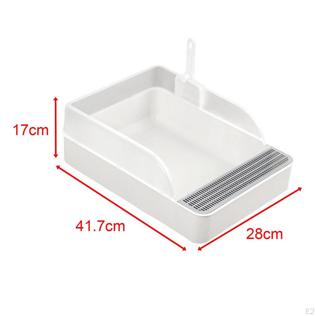 Toilet with Spoon High Sided Semi Enclosed Portable Cat Litter Tray Sand Box for Indoor Cats
