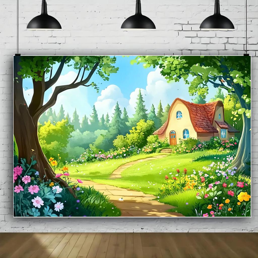1pc Magic Forest Fairy tale background polyester banner suitable for parties weddings birthdays and photo booth props