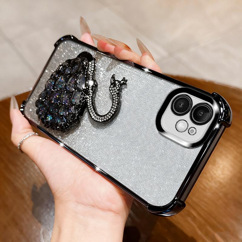 KEYSION Shockproof Plating Phone Case for iPhone 11 12 Pro Max Clear TPU Glitter Jewelled Swan kickstand Back Cover for iPhone 11