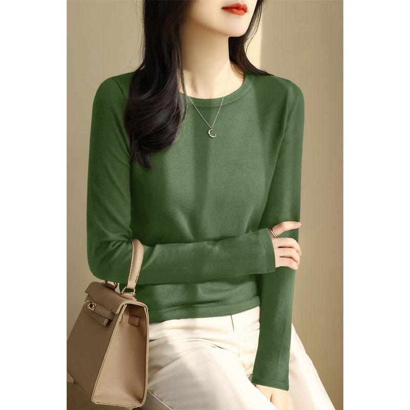 

Классный круглый воротник черного цвета, трикотажная базовая рубашка с рукавом до локтя Pea Green ~ Long sleeves L