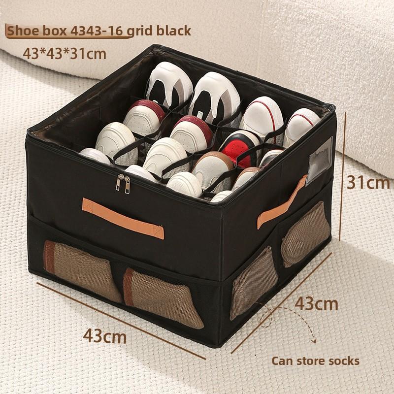 Oxford Cloth Shoe Storage Box With Lid And Dividers For Bedroom Closet Organization