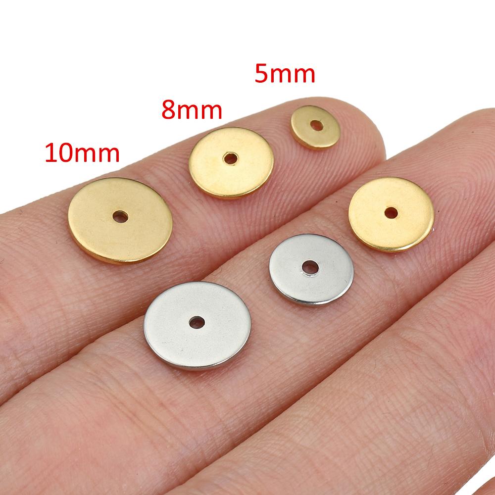 40pcs 20pcs Stainless Steel Flat Round Spacers Loose Beads for Necklace Bracelet Earrings Jewelry Making DIY Pendants Charms
