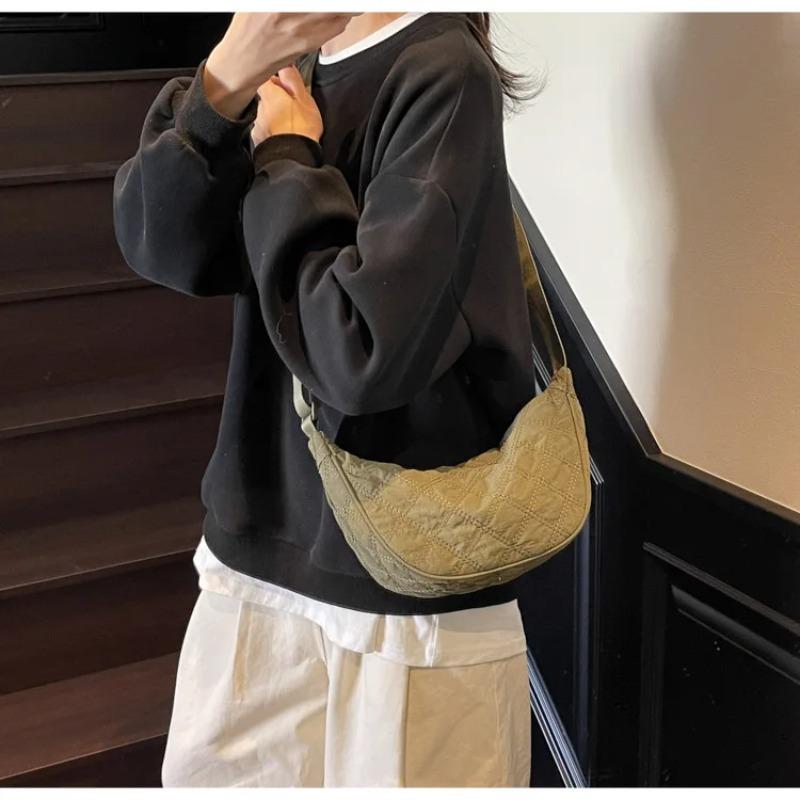 Quilted Plaid Women's Hobos Crossbody Bags Portable Ladies Travel Shoulder Bag Simple Design Female Underarm Bag Purse Handbags