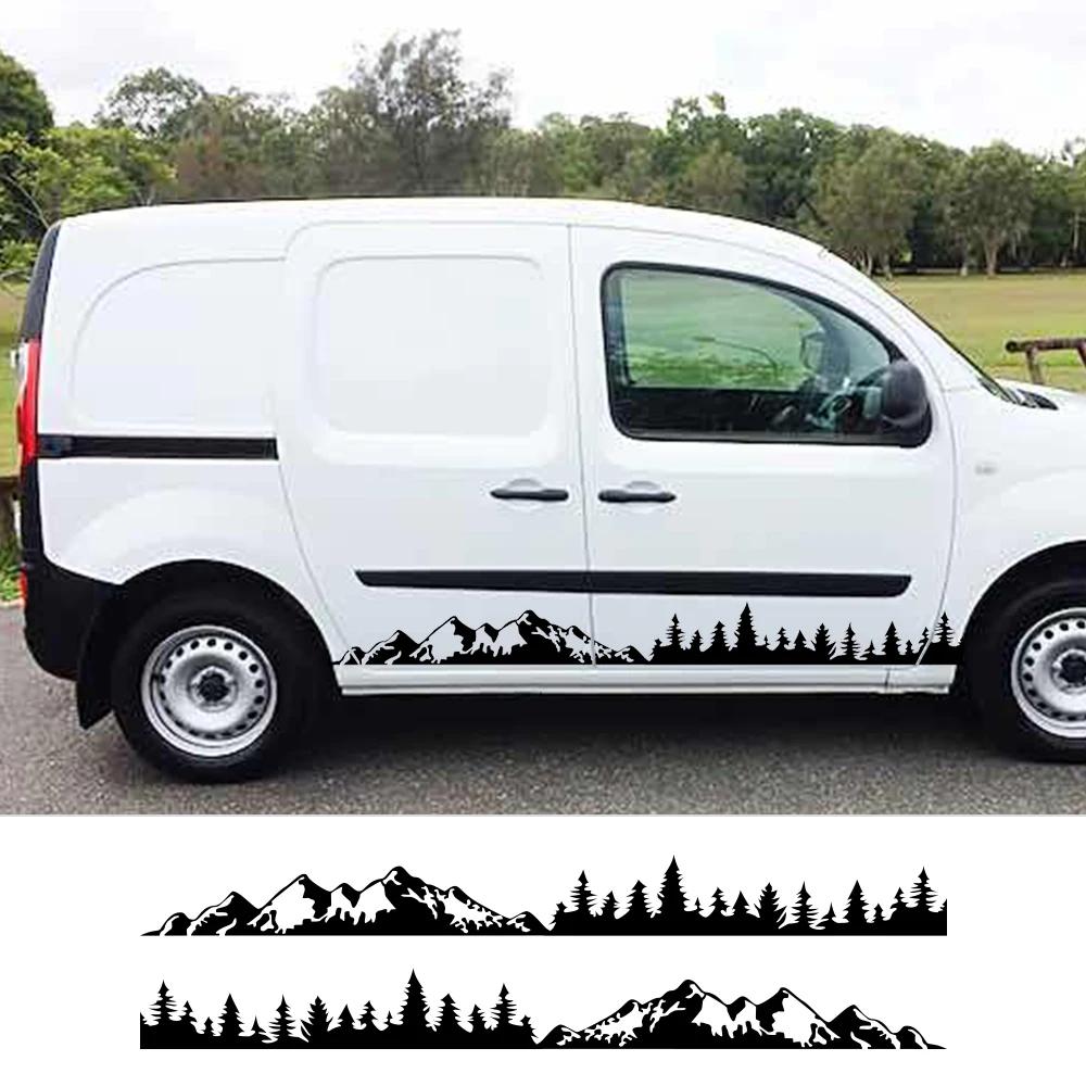 Car Side Door Stickers For Renault Kangoo 1 2 3 4x4 MK1 MK2 MK3 Van Mountian Tree Graphics Vinyl Decals Auto Tuning Accessories