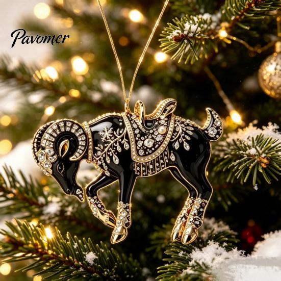 Multiuse Decorative Ornaments for Weddings Black Goat Christmas Tree Hanging Ornament, 2D Acrylic Festive Atmosphere Decoration Bars Pendant,