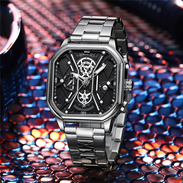 CRRJU Neue Lederarmband Herrenuhr 2313 Stahlarmbanduhr Einfache Geschäftspersönlichkeit Männer Mode Wasserdicht