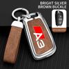 2026 Hot Zinc Alloy Leather Car Remote Control Key Case Cover Holder Shell For Qaz1 A3 8P 8V 8L S3 RS3 Custom LOGO Protected Keychain Bag