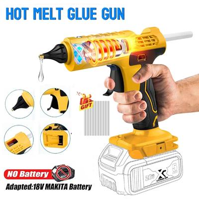 Pistolet à colle chaude électrique sans fil, outil de réparation et de bricolage, pistolet à air chaud de soudage à chaud, buse anti-brûlure avec 10 bâtons pour Dewalt