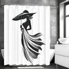 Black and White Elegant Women's Shower Curtain, Bathroom Decorative Shower Curtain, Waterproof Shower Curtain with Hooks