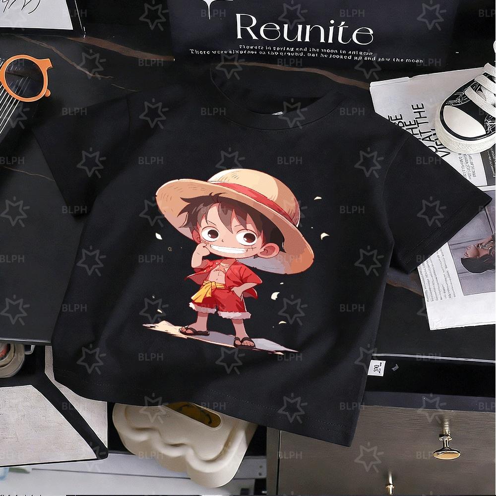 Cute Cartoon Character Kids TShirt with Straw Hat Design Red Outfit and Flip Flops Perfect for Summer Fun 100