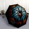 1pc Spider StainedGlass Automatic Folding Umbrella, Lightweight Retractable Compact Travel Umbrella, 8-Rib Sturdy Frame097