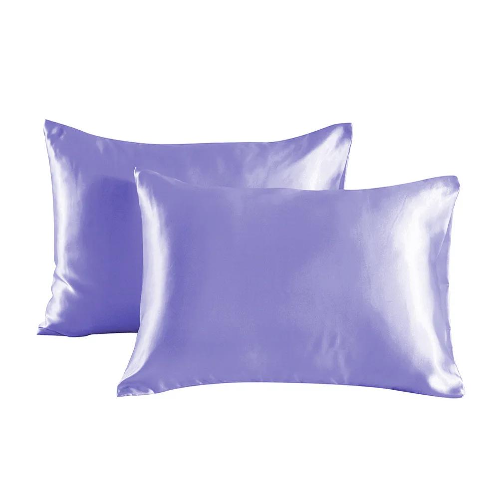1 pair of large silk satin pillowcase simple solid color bedding household smooth multicolor satin pillowcase household