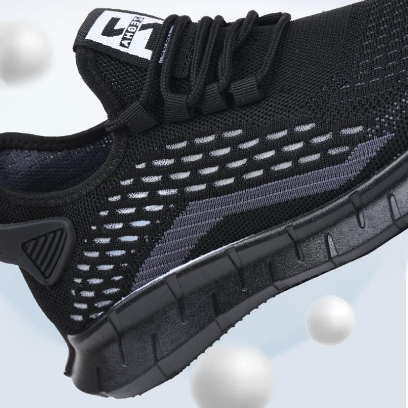 Fashion Casual Sports Shoes for Men Fly Woven Breathable Shoes Mesh Lightweight Shoes Round Head Solid Colour Non-slip Zapatillas Hombre